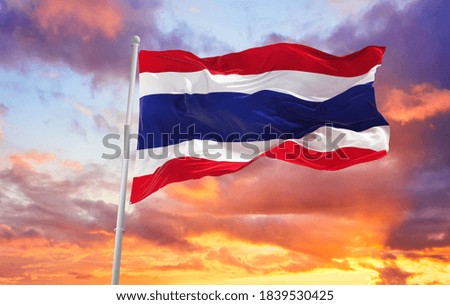 Large thailand flag waving in the wind