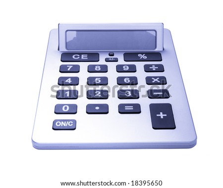 Business Calculator With Large Buttons - Focus On Display, Blue Toning
