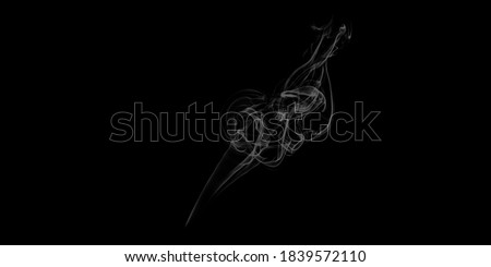 Abstract white puffs of smoke swirls overlay on black background pollution. Royalty high-quality free stock photo image of abstract smoke overlays on black background. White smoke swirl fragments 