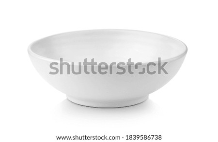 empty white bowl isolated on white background Royalty-Free Stock Photo #1839586738