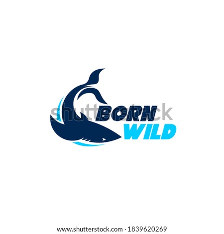 Shark logo with blue color. Vector illustration