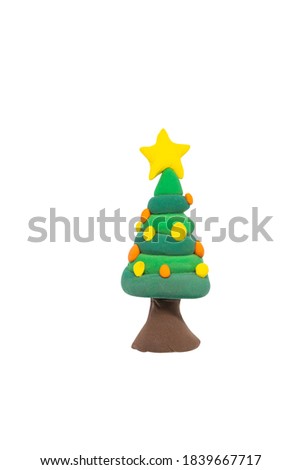 Christmas tree with Clay Art isolate on white. Cliping path in side.