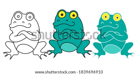 frog character hand drawn design vector