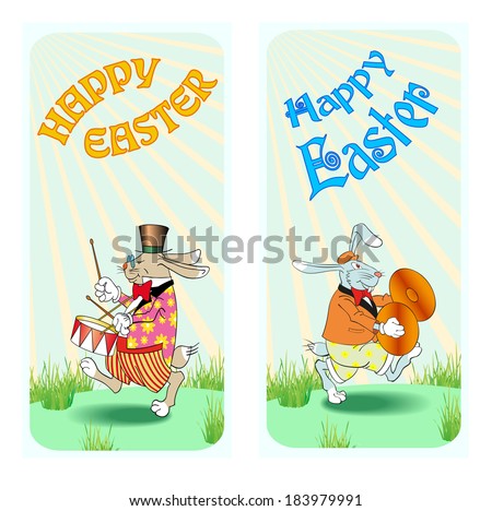 greeting card with easter rabbit, vector illustration