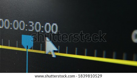 macro shoot the arrow on the timeline moves the cursor. Background for cinema post production extra closeup