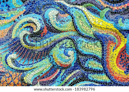 Colorful Mosaic on the wall. Royalty-Free Stock Photo #183982796