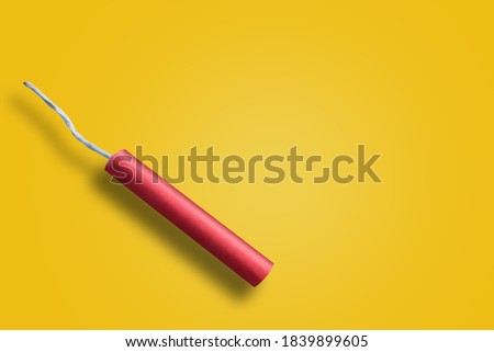 diwali festival concept, Firecracker isolated on yellow background