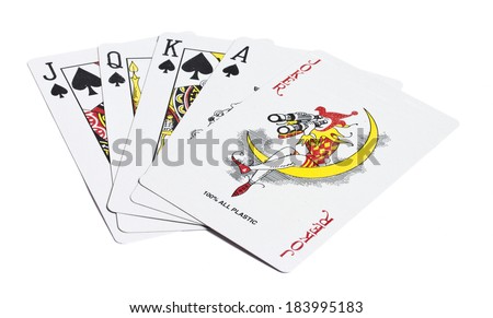 Five playing cards from Jack to Jocker