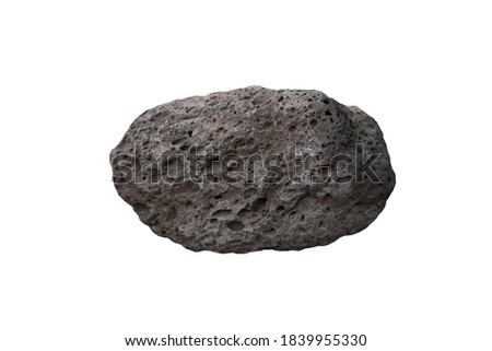 raw specimen of basalt rock isolated on white background. Royalty-Free Stock Photo #1839955330