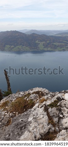 view of the beautiful attersee in upper austria the picture was taken from a mountain