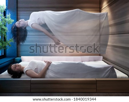The concept of the astral plane, out-of-body experience, and the afterlife Royalty-Free Stock Photo #1840019344