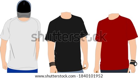 Men's t-shirt in different views with realistic style Vector