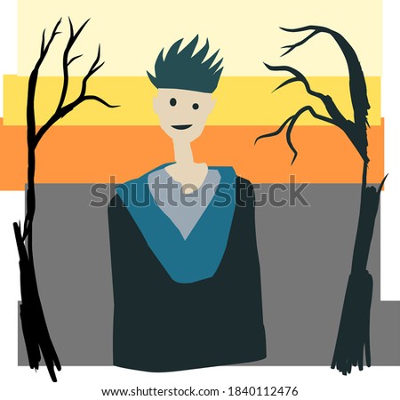 Vector graphic illustration of Frankenstein cute and Halloween perfect for kids halowwen