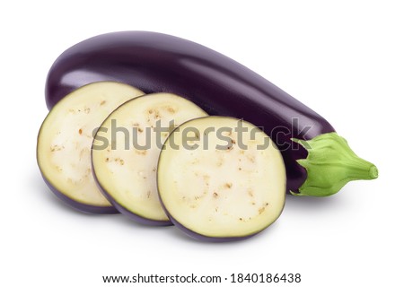 Eggplant or aubergine isolated on white background with clipping path and full depth of field Royalty-Free Stock Photo #1840186438