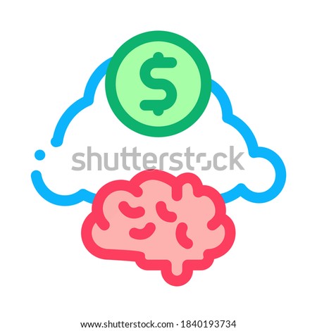 Brain Cloud Money Icon Vector. Outline Brain Cloud Money Sign. Isolated Contour Symbol Illustration