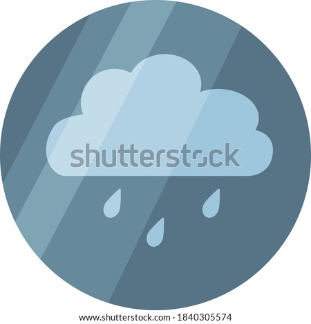 Weather icon depicting a rain cloud with raindrops on a transparent background