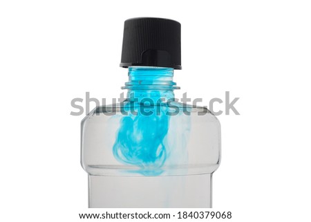Mouthwash bottle isolated on white background.