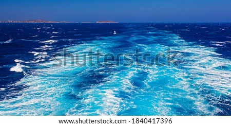 Amazing colours water with waves of the Mediterranean sea