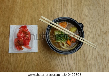   Street food - noodles in a plastic soup bowl                             