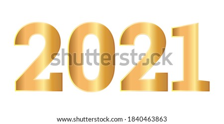 2021 number 3d. Golden Vector luxury 2021 text for your design. Stock vector illustration on white isolated background.