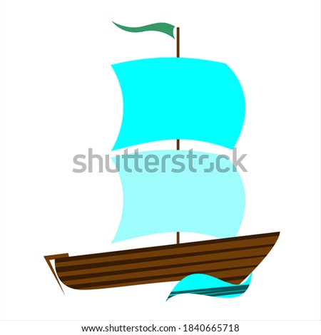 a means of water transportation, suitable for introducing children to the types of water transportation. sailing ship logo, transportation ship. engine boats, wind power ships