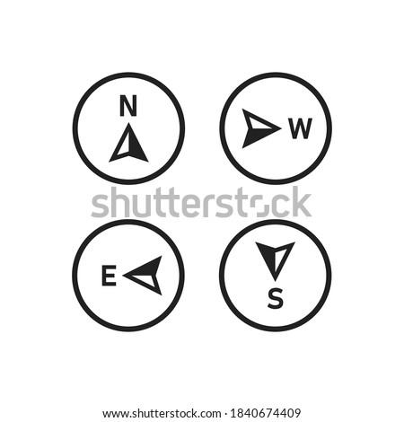 Compass icon. North, west, south, east map arrow sign, direction illustration in vector flat style. Royalty-Free Stock Photo #1840674409