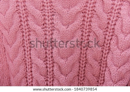 Knitting. Handmade Pattern. Brown Knit Thread..
