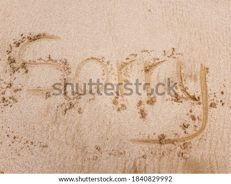 Word Sorry Written in The Sand