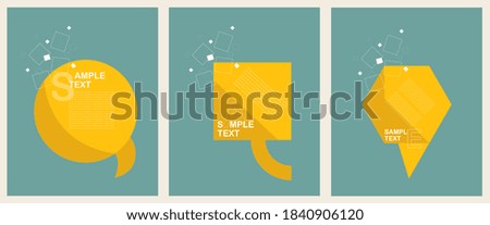 Speech bubble news vector illustration on green background orange-yellow bubble frame templates to add text to the frame graphic in a minimal format. Advertising media for communication. 6 pieces.
