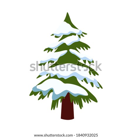 Fir tree vector flat illustration.