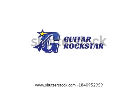 letter G electric guitar alphabet logo