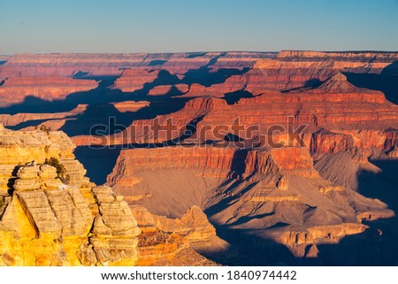 Sunrise views in winter at the South Rim in Grand Canyon, Arizona, USA Royalty-Free Stock Photo #1840974442