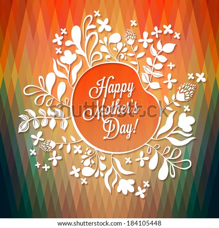 Happy Mother's Day! Flowers with geometric pattern decorative vector illustration