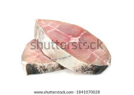 Spanish mackerel slice or spotted mackerels isolated on white background ,Scomberomorus Royalty-Free Stock Photo #1841070028