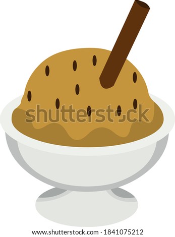Vector illustration of bowl of chocolate ice cream scoop