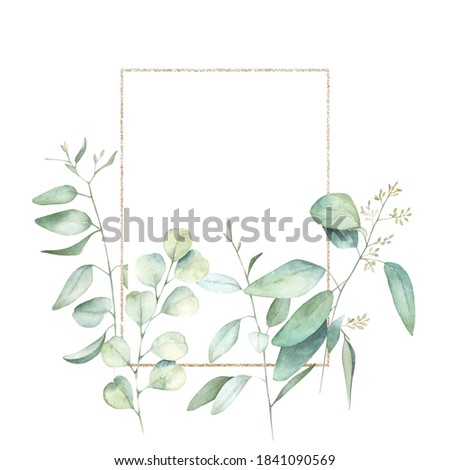 Watercolour floral frame. Hand drawn isolated illustration. Botanical art background