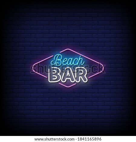 Beach Bar Neon Signs Vector