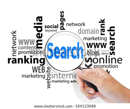 Magnifying glass with search SEO, internet concept