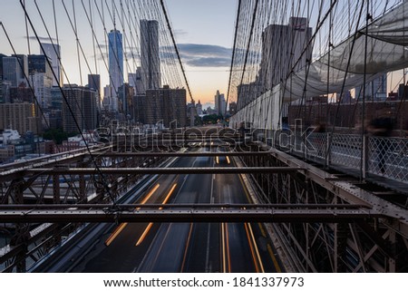 Brooklyn Bridge, Head lights, and Manhattan Skyline