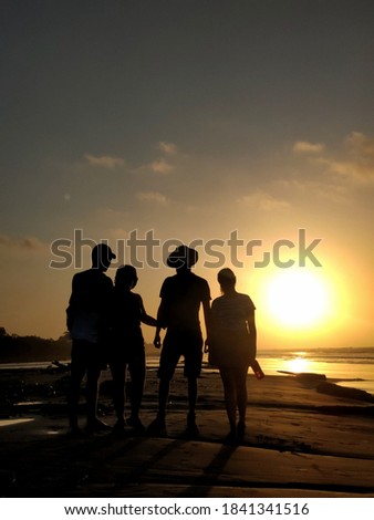 friends, beach, sunset / sunrise, friendship, shadow