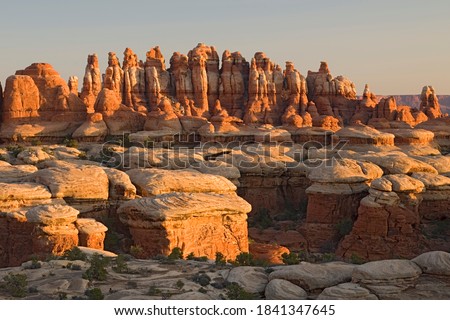 UT, Canyonlands National Park, The Needle Rock spires and grabens at Chester Park Royalty-Free Stock Photo #1841347645