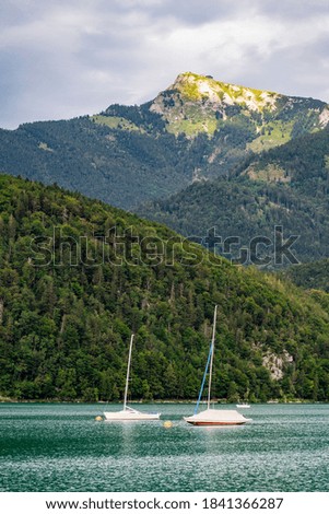 Sailing yachts on Wolfgangsee (Wolfgang Lake) in Austria, August 2020