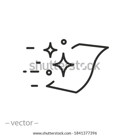 clean surface surface icon, cloth for easy polish, cleaner wipe cloth, effect shine floor, thin line symbol on white background - editable stroke vector illustration Royalty-Free Stock Photo #1841377396