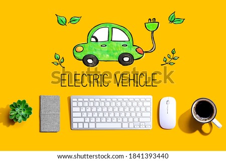 Electric car with a computer keyboard and a mouse