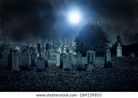 Cemetery night Royalty-Free Stock Photo #184139855
