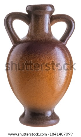 Clay pot, amphora, handmade isolate on a white background