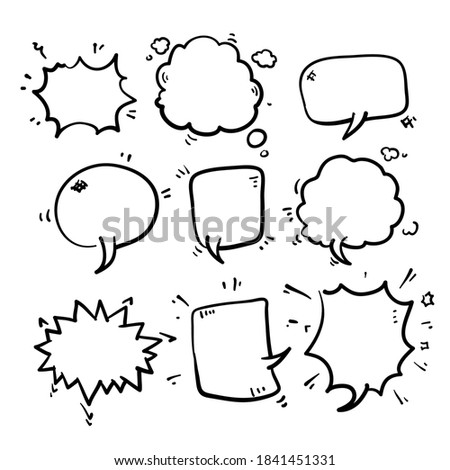 hand drawn Set of empty comic speech bubbles different shapes in doodle style vector