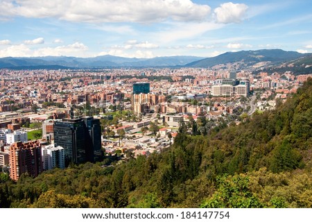 View of Bogota, as seen from the mountains in the north of the capital (Colombia)