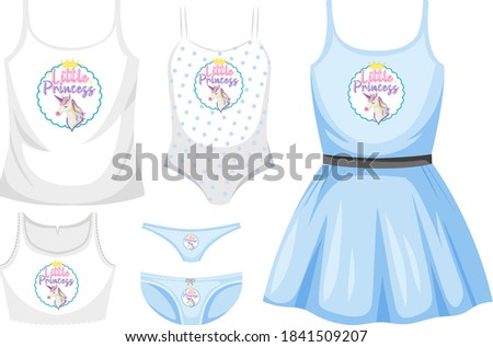 Set of girl outfits illustration