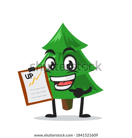 vector illustration of spruce tree mascot or character presentation with clipboard